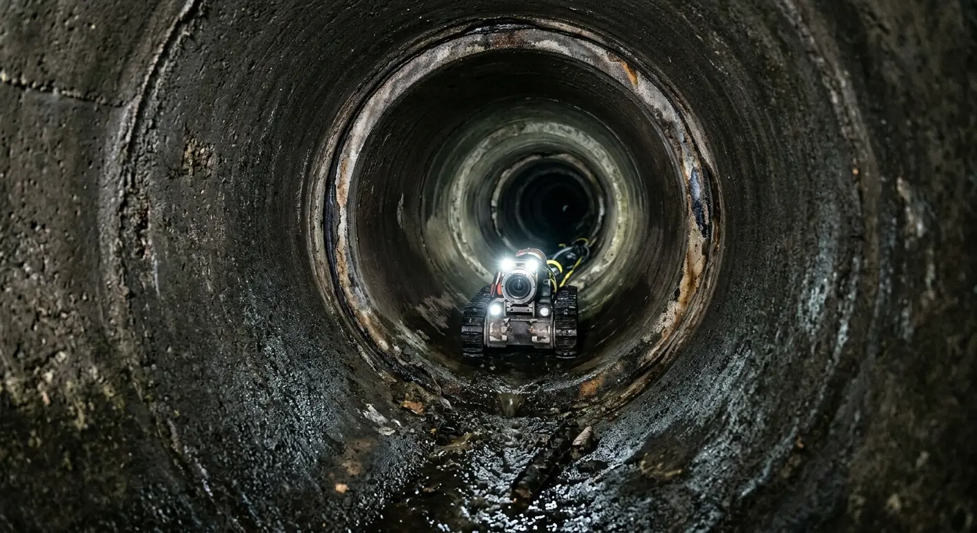 Robotic sewer camera inspecting pipe interior for Drain Snake Service in Fenton